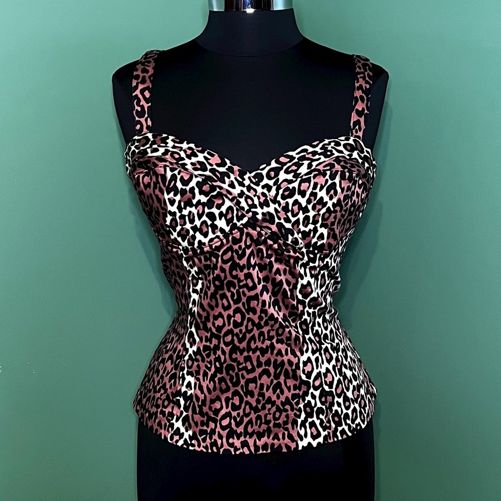 Deadly Dames by Micheline Pitt Leopard Print Top Size L